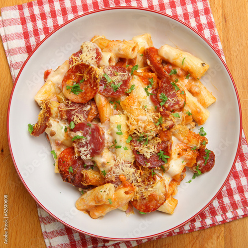 Pasta Meal with Salami and Cheese