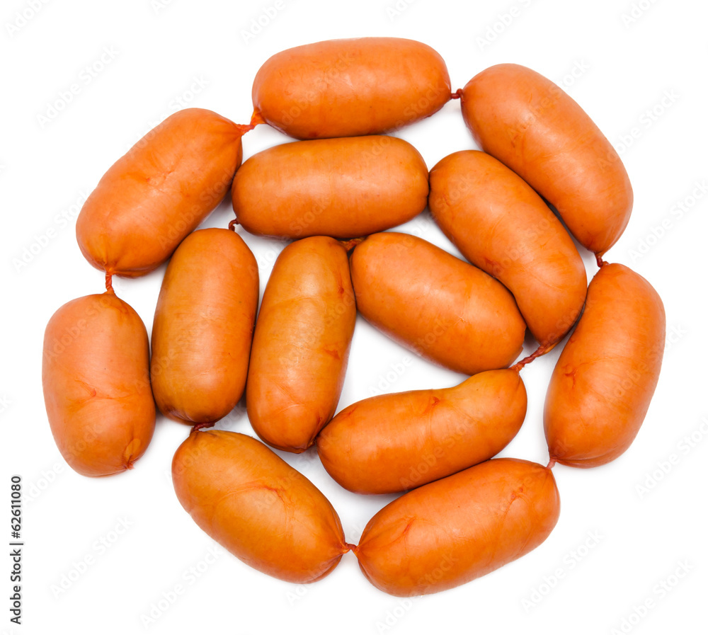 Meat sausages isolated