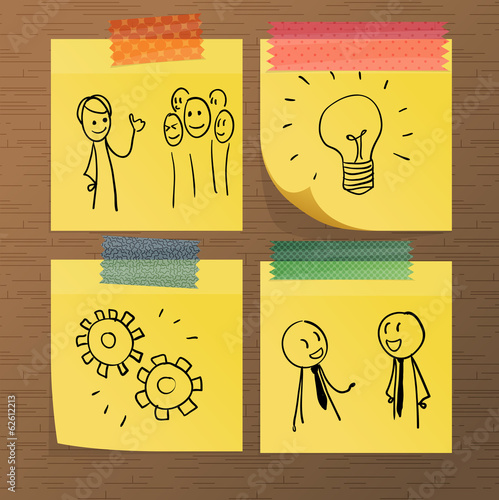 Vectorial sticky note paper with doodles