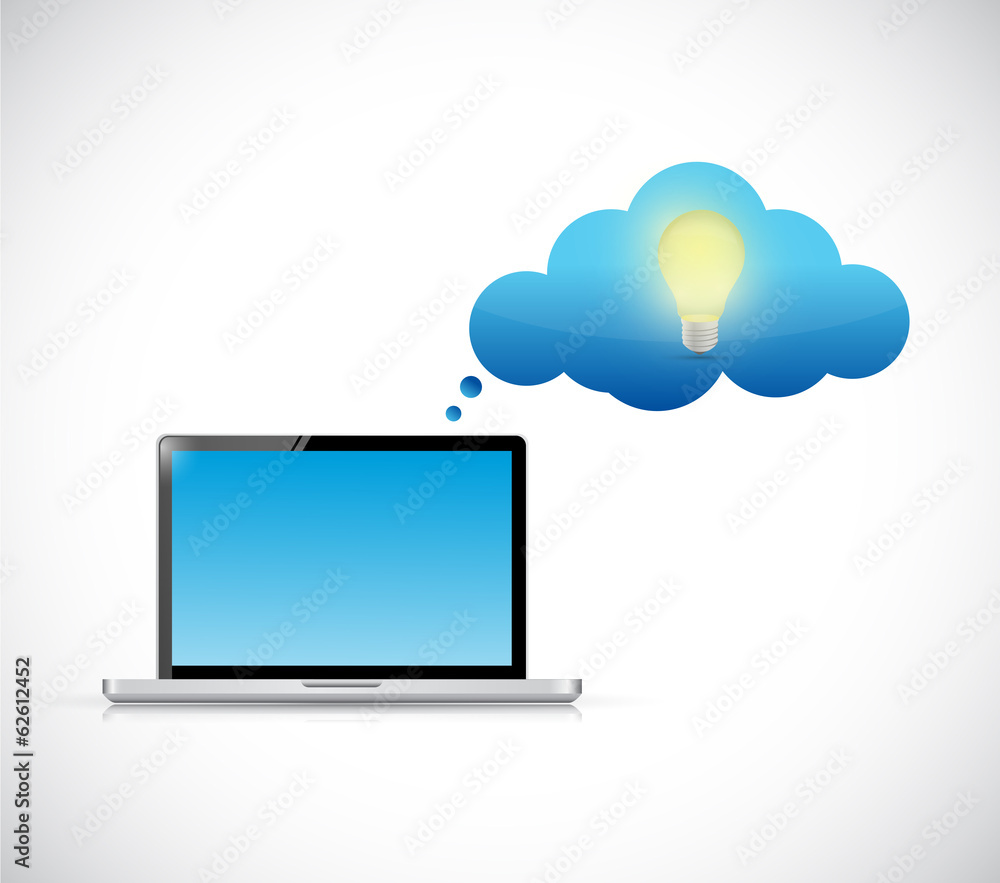 laptop and idea thinking cloud illustration design laptop and idea thinking cloud illustration design