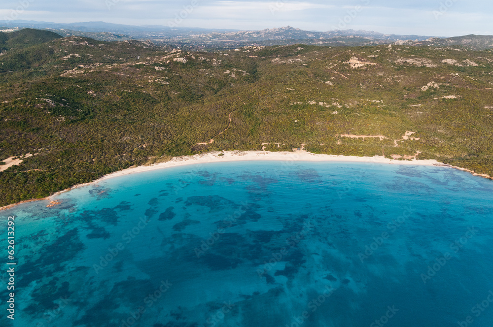 Costa Smeralda, Sardinia: spiaggia Liscia Ruja (aerial)