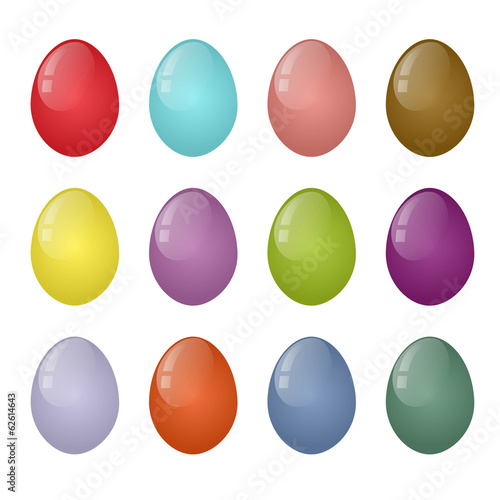 colorful easter eggs in a vector on a white background, set