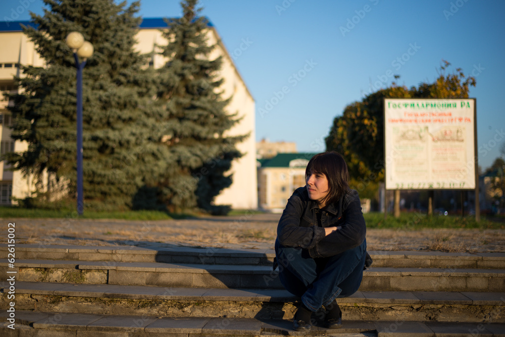 Young beautiful girl on a walk in the country Young beautiful girl on a walk in the country