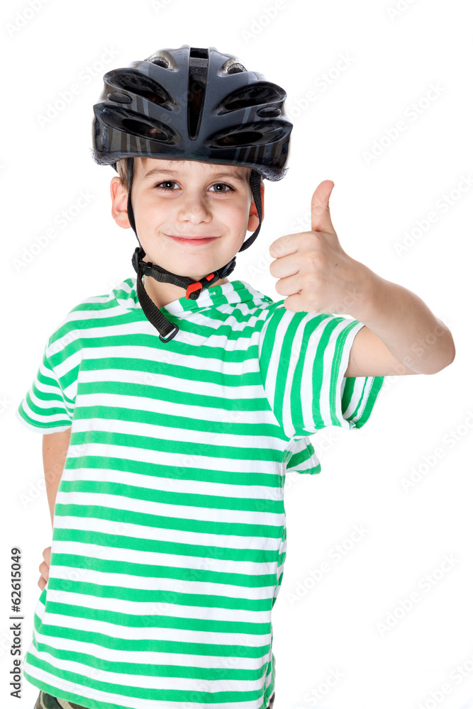 Boy bicyclist with helmet Boy bicyclist with helmet