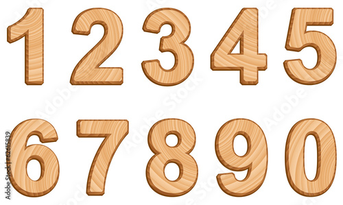 Vector alphabet with texture of wood