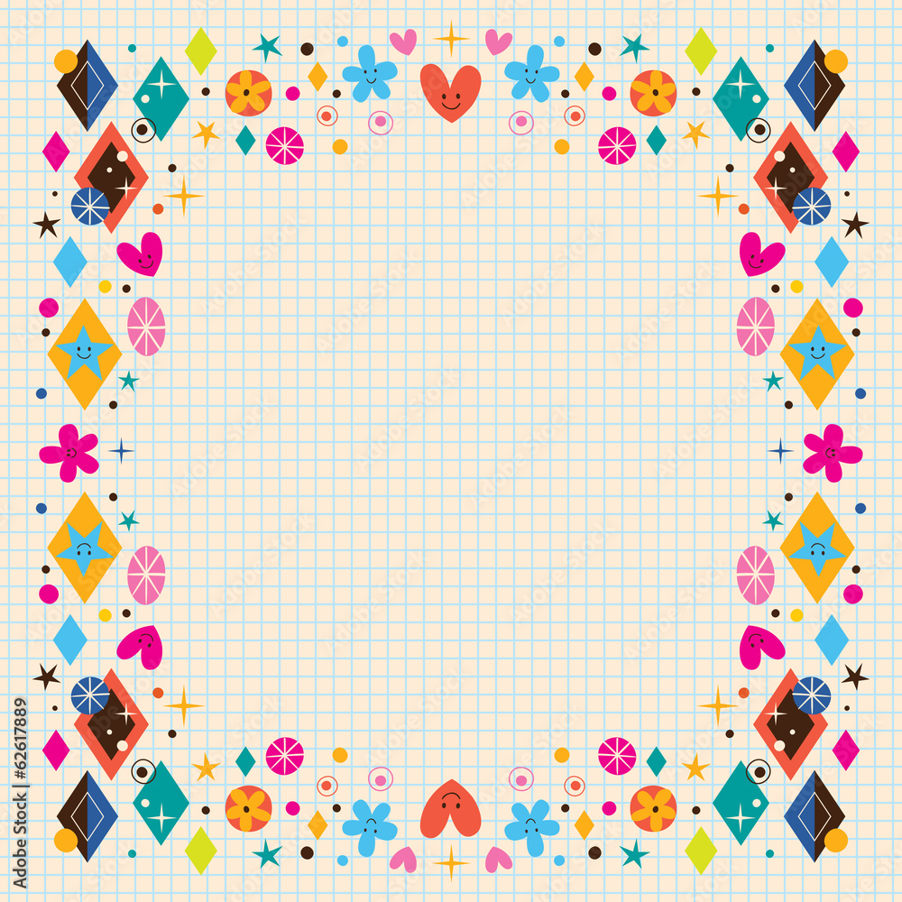 cute hearts, stars, flowers and diamond shapes frame cute hearts, stars, flowers and diamond shapes frame