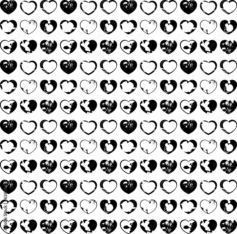 Fototapeta premium Seamless pattern with ink splattered hearts