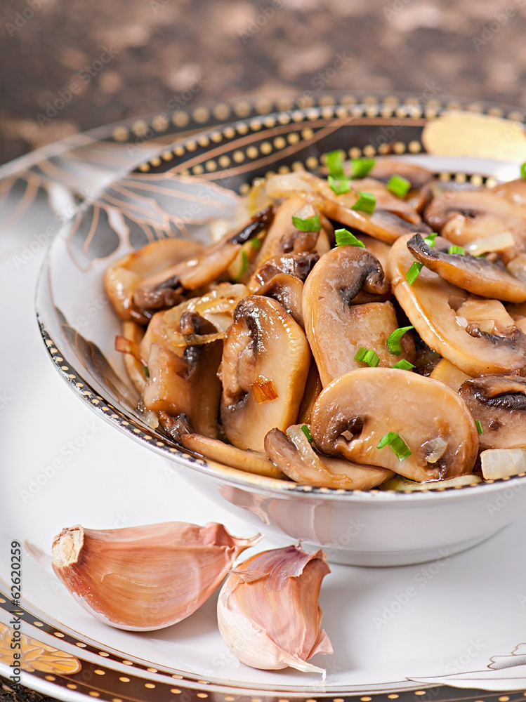 Fried mushrooms and onions Fried mushrooms and onions