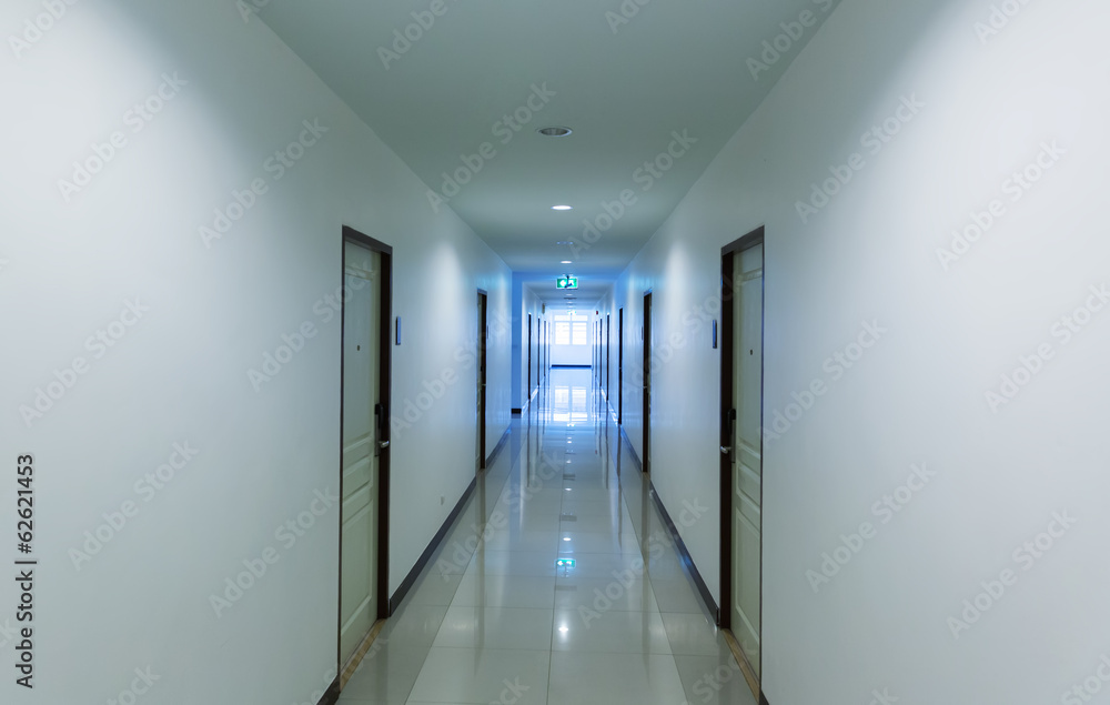 Fotografie Corridor in hotel with doors