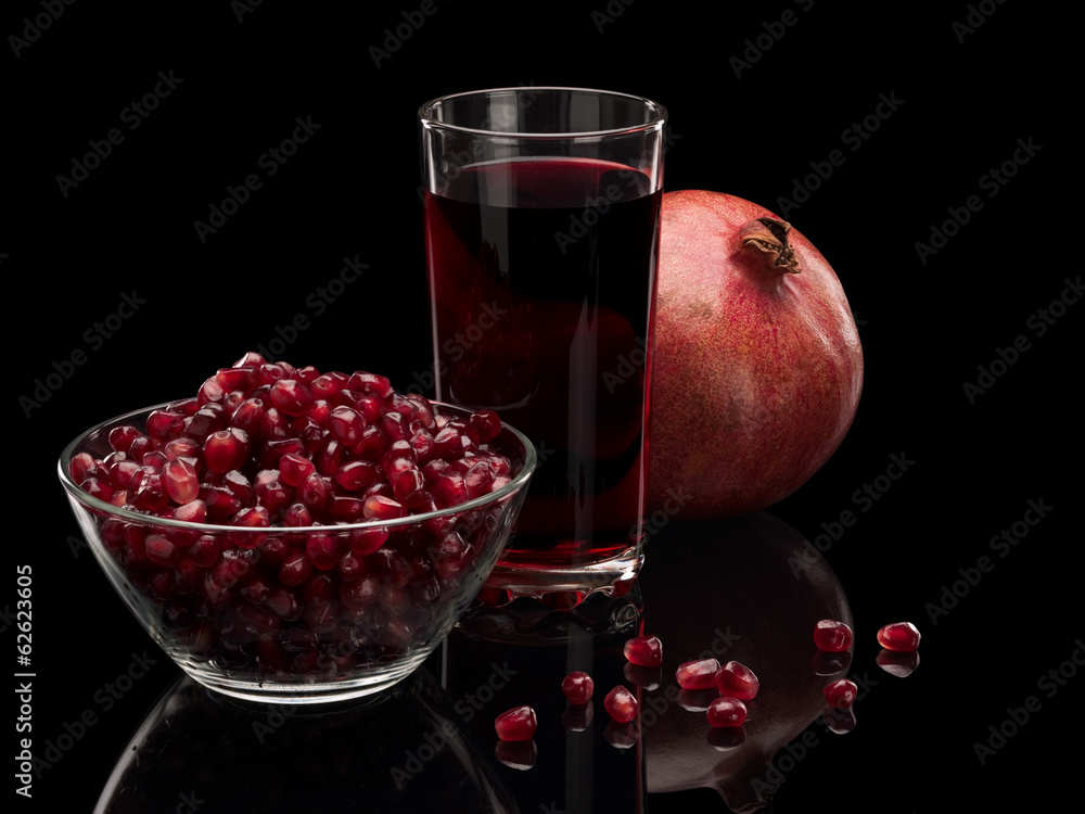 Juice and pomegranate fruits Juice and pomegranate fruits