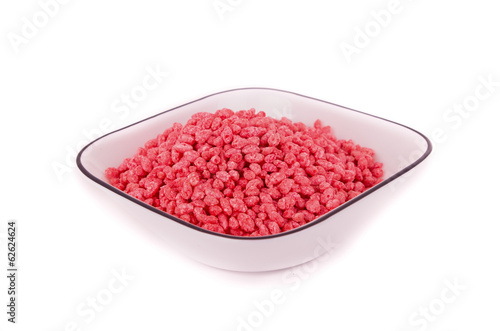 pink cereal breakfast on a bowl