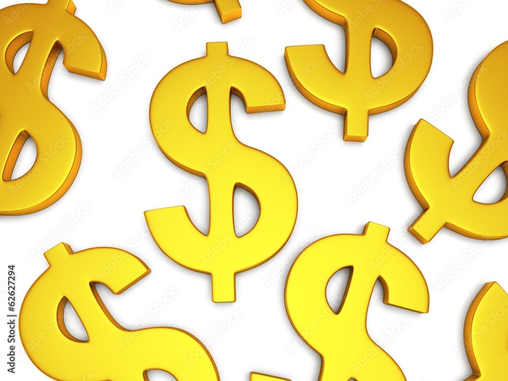 Obraz premium 3D Dollar signs on white