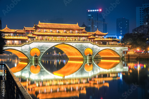 night view of chengdu anshun bridge