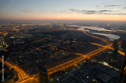 Downtown of Dubai  United Arab Emirates  in the sunrise.