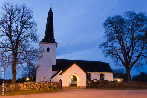 Vasteras Cathedral in winter evening