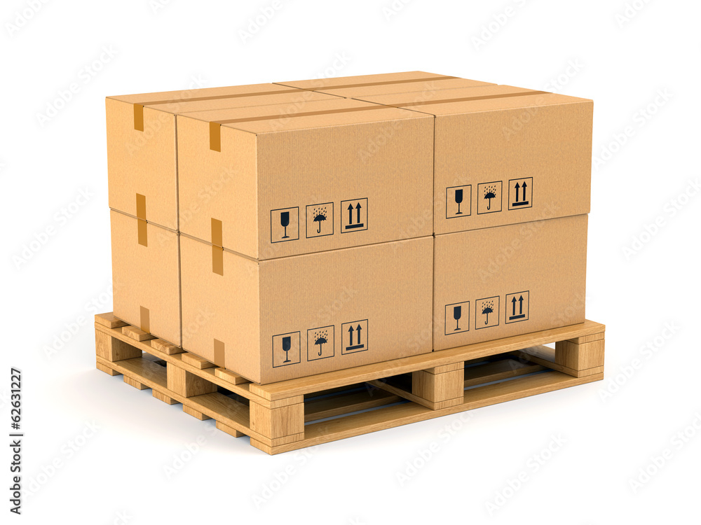 Cardboard boxes on pallet Stock Illustration | Adobe Stock