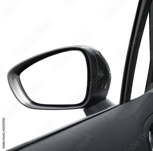 specchio retrovisore in fondo bianco photo