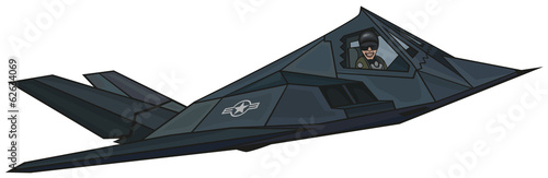 Cartoon stealth F-117 "Nighthawk".