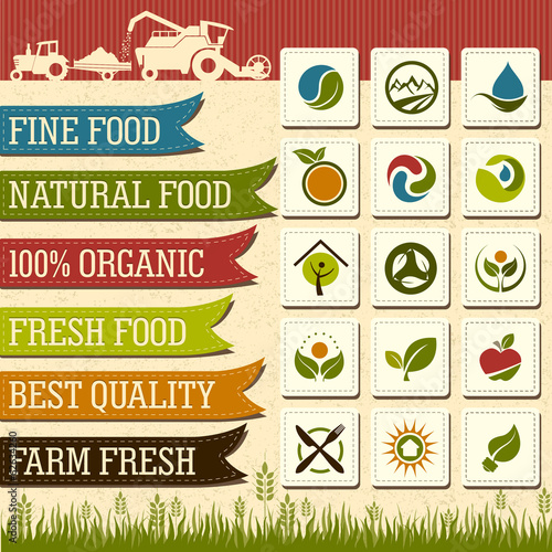Set of Fresh Organic natural food Labels