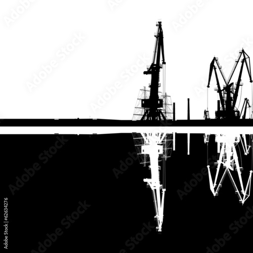 Seaport Silhouette Reflection