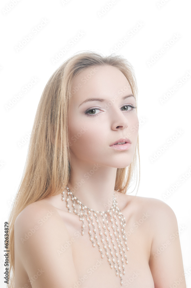 Beauty portrait of girl with necklace Beauty portrait of girl with necklace