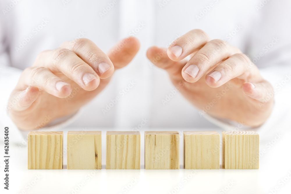 Six blank wooden cubes Six blank wooden cubes
