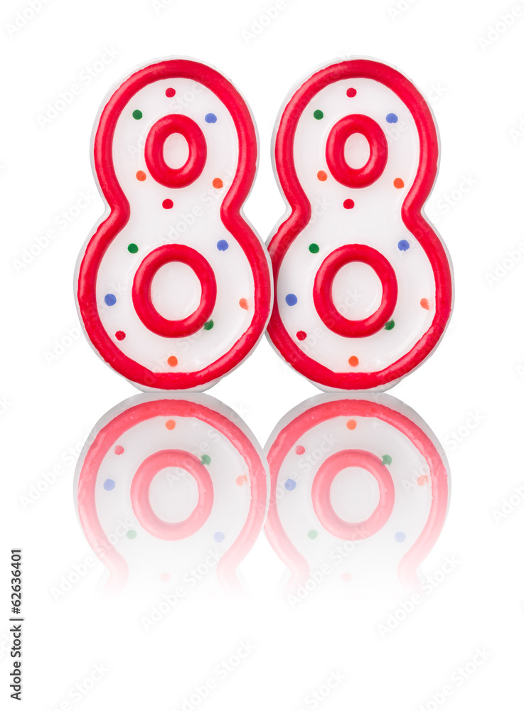 Rote Nummer 88 mit Reflexion StockFoto Adobe Stock