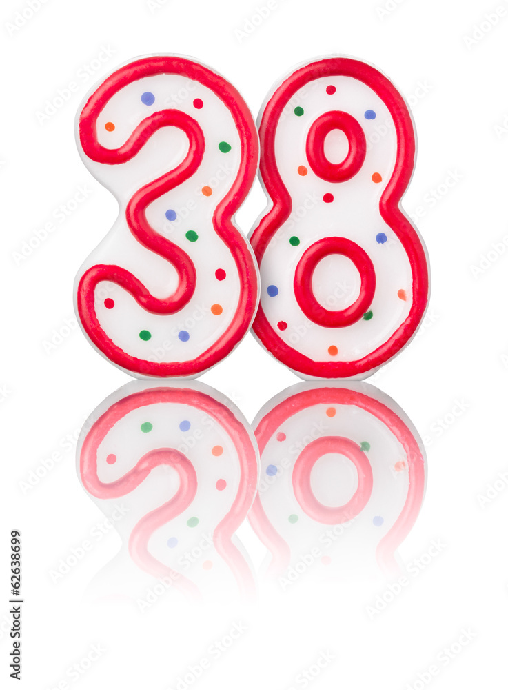 Rote Nummer 38 mit Reflexion Rote Nummer 38 mit Reflexion