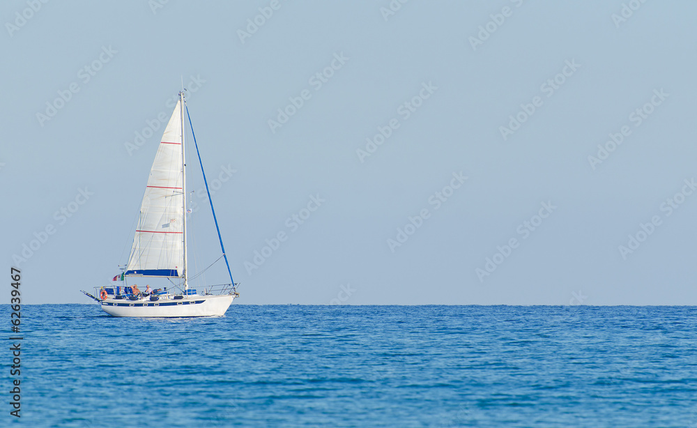 Sailing yacht on the high seas