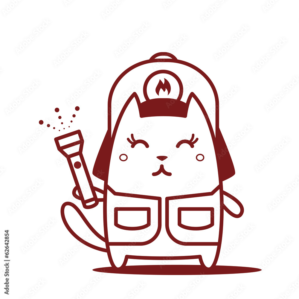 Character firefighter in coveralls and helmet line art Character firefighter in coveralls and helmet line art