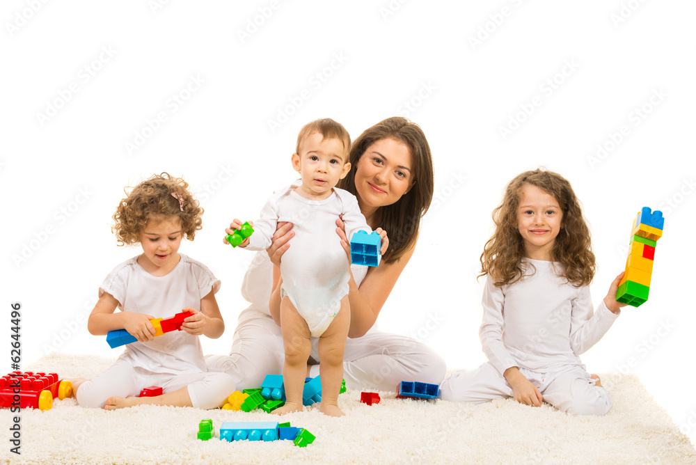 Family playing with building blocks Family playing with building blocks