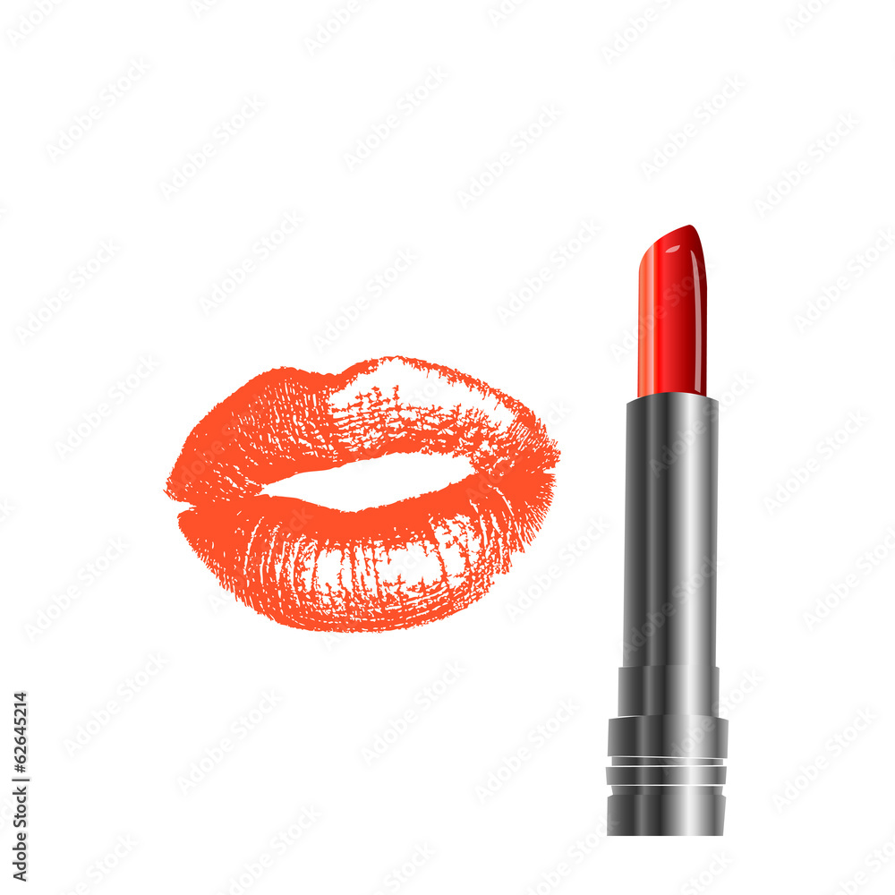 Obraz premium Make up accessory and lip print