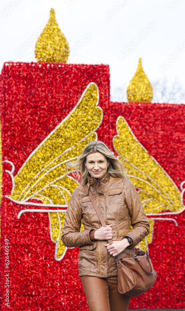 woman at Christmas market, Vienna, Austria