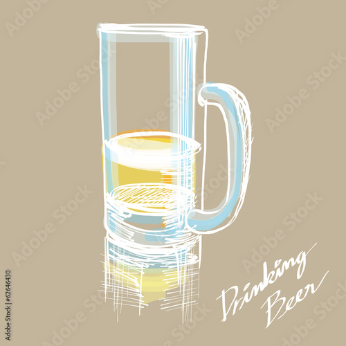 glass of beer hand - drawn