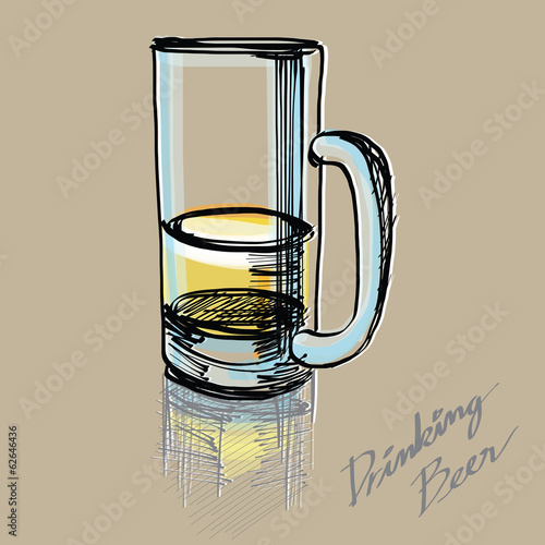 glass of beer hand - drawn