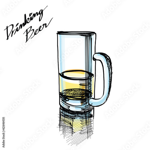 glass of beer hand - drawn