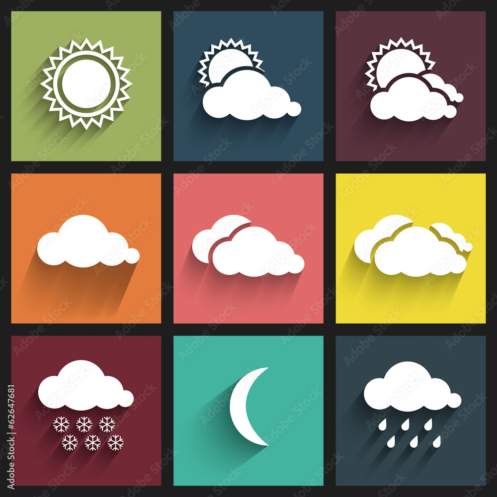 Flat design weather icons set Flat design weather icons set