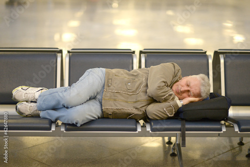Tablou pe pânză Senior man in airport
