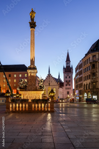 Old Town Hall and Marienplatz in the Morning, Munich, Bavaria, G