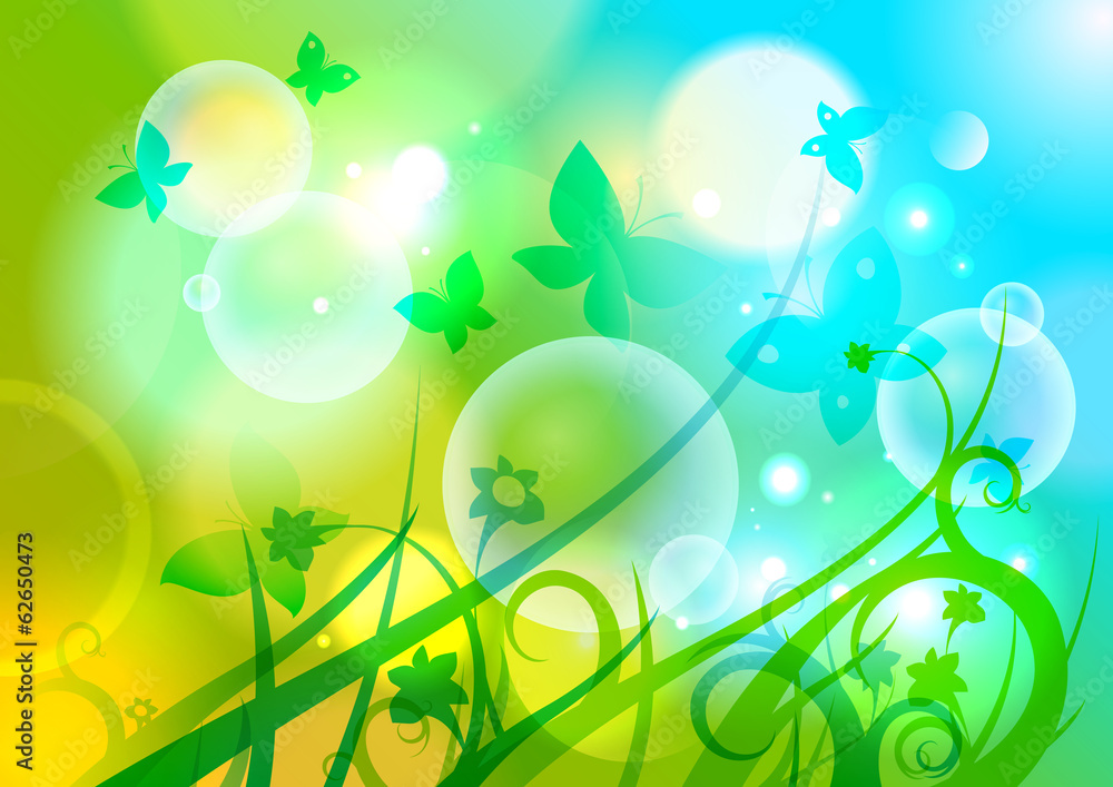 Background with butterflies, flowers and bokeh. Background with butterflies, flowers and bokeh.