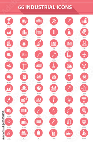 Big set,Industrial icons,Pink version