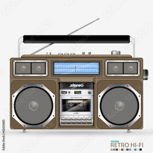 Vector retro Stereo Radio Cassette Recorder