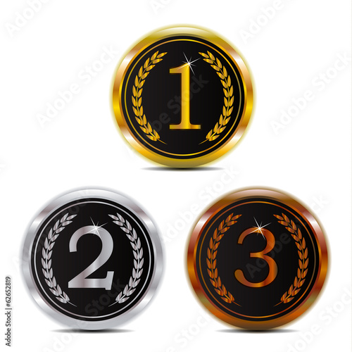 Winner 123 gold silver and bronze badge