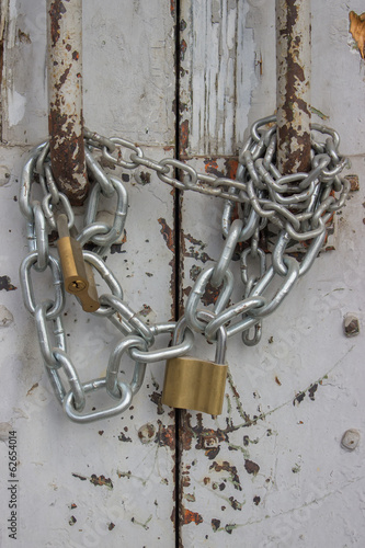 Door with chain and padlock 2