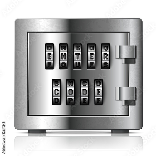 Realistic steel safe icon security concept
