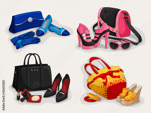 Collection of women bags shoes and accessories