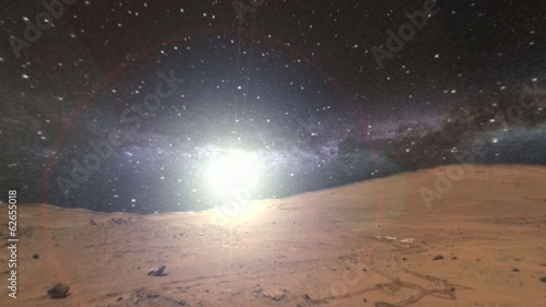 mars Surface  and the Milky Way and the stars