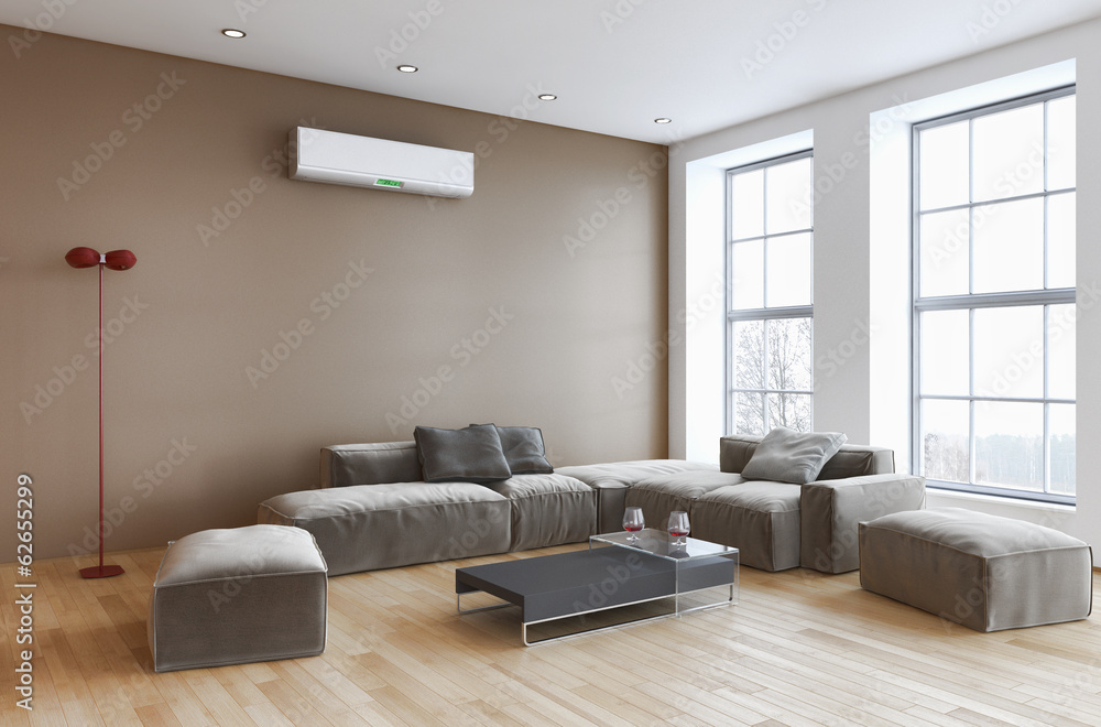 Living room with modern air conditioner Living room with modern air conditioner