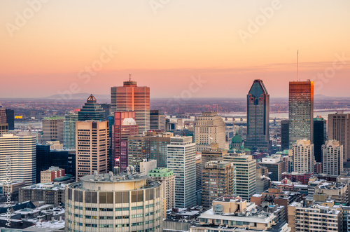 Stunning Sunset over Downtown Montreal in Winter