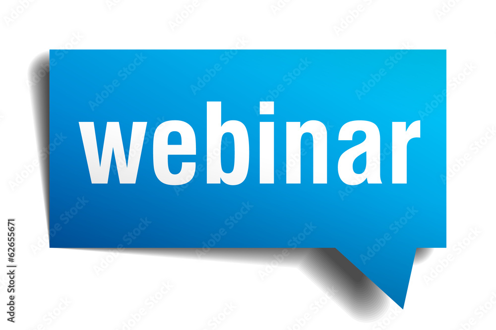 Webinar blue 3d realistic paper speech bubble isolated on white Webinar blue 3d realistic paper speech bubble isolated on white